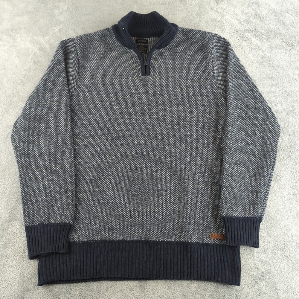 Buffalo David Bitton Sweater Mens Large 1/4 Zip Pullover Grandpa Core Minimalist